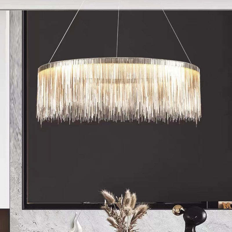 Potenor Tassel Chain Art Deco Pendant Light Silver/Gold Living Room/Hall