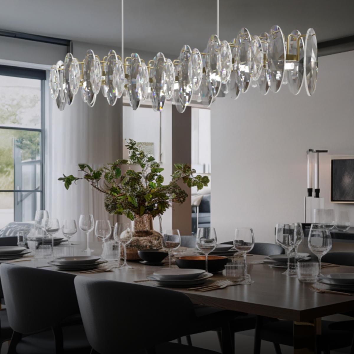 Keserir Luxurious Chandelier Crystals/Metal Gold Living Room