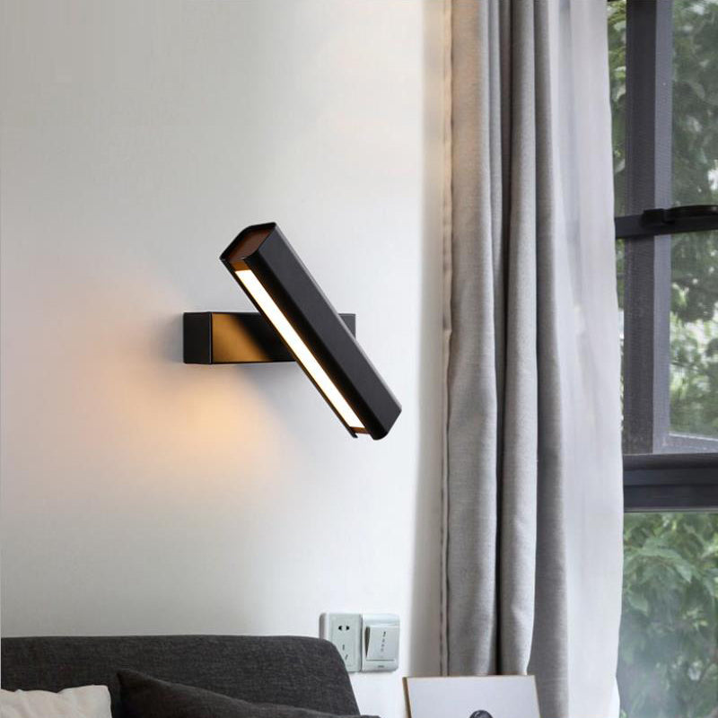 Heri Modern Rectangles Rotatable Wall Lamp, Black/White-Neutral Decor