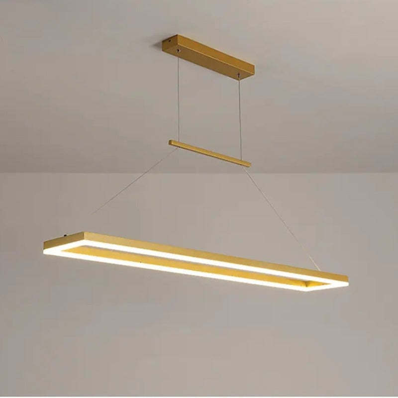 Nexil Modern Rectangular Hanging Pendant Light, Gold/Coffee-Neutral Decor
