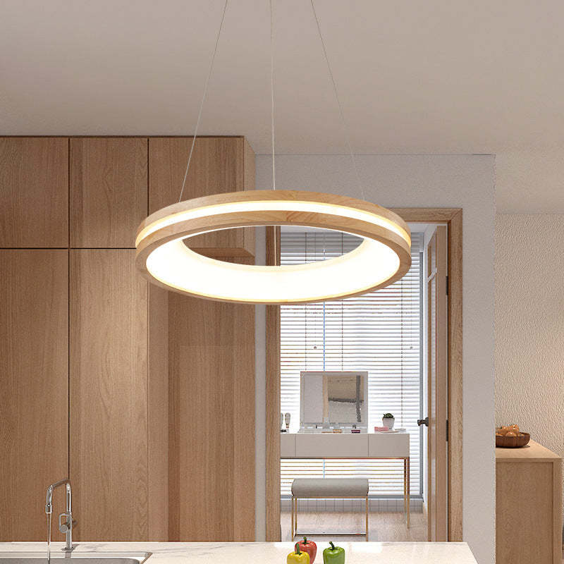 Bosegam Modern Ring Wood Pendant Light