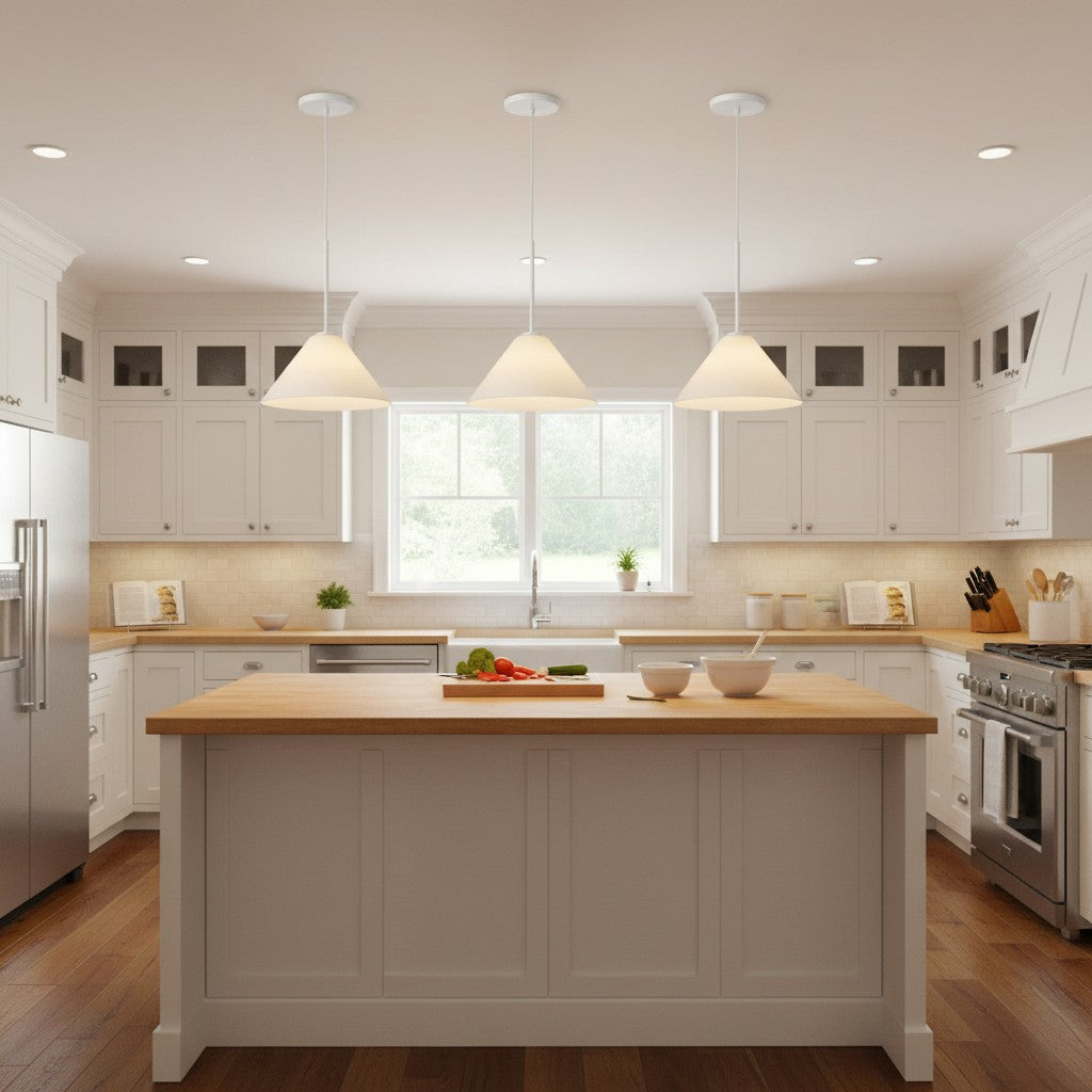 Cone Milk Clear Glass Cone Pendant Light for Kitchen