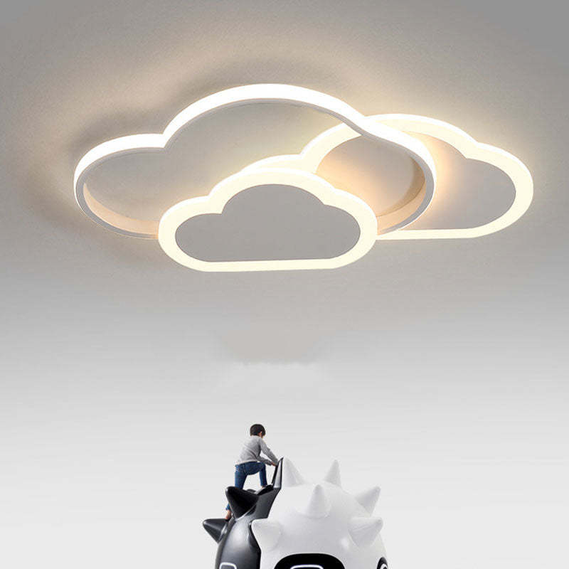 Waredok Modern Ceiling Light Hollow, Cloud Shape, White/Pink