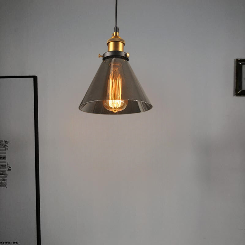 Teni Industrial Glass Pendant Light Clear/Amber/Smoke Grey-Neutral Decor