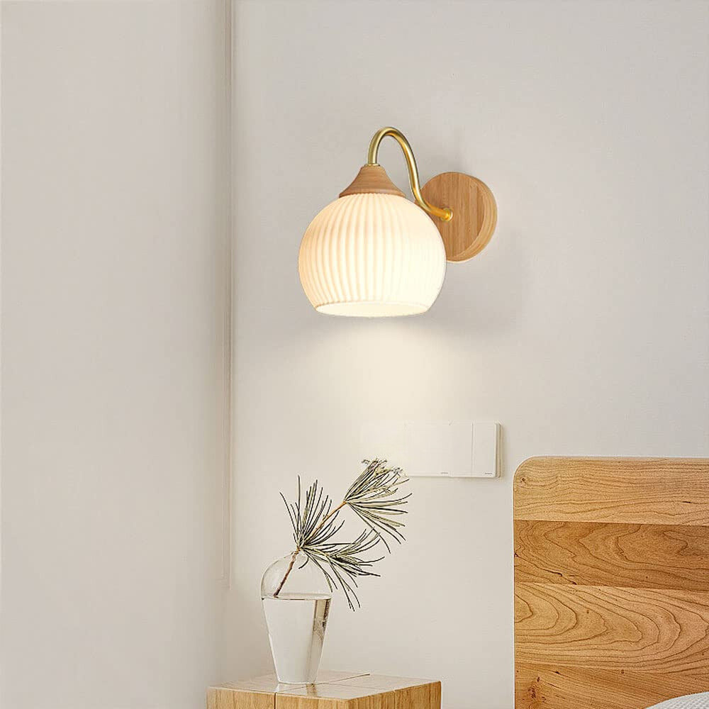 Banobek Nordic Minimalist Indoor Wall Lamp Glass Wood Bedroom Balcony