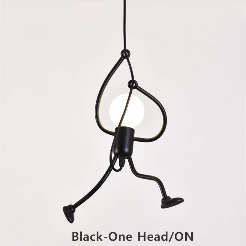 Esi Retro Modern Iron Man Pendant Light, Black-Neutral Decor