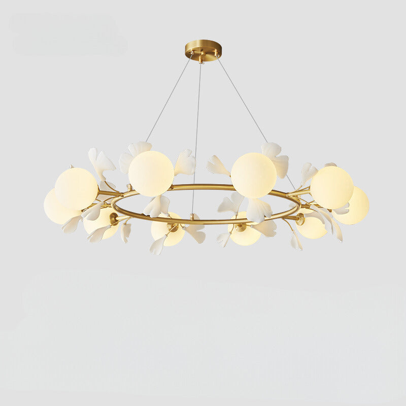 Gimageni Luxury Minimalist Chandelier Creative Leaf Glass Living Room