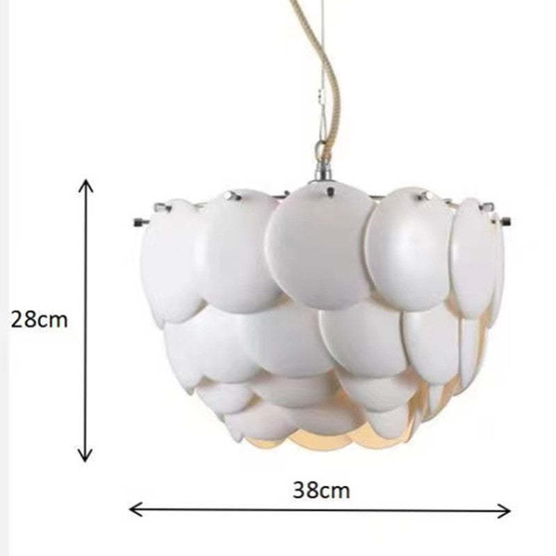 Lapoker Wihte Art Deco Chandelier Light Fixture, Ceramic Leaf & Metal