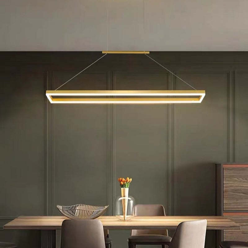 Nexil Modern Rectangular Hanging Pendant Light, Gold/Coffee-Neutral Decor