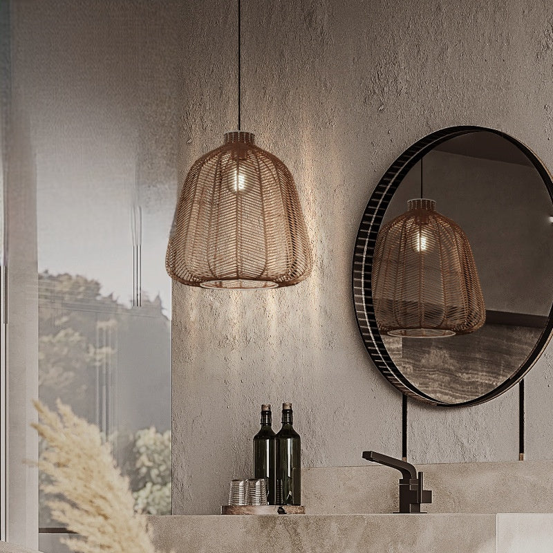 Dobilola Minimalist LED Pendant Light Rattan Living Room Bedroom Bar