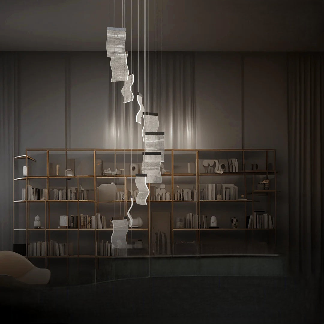 Sekegur Industrial Chandelier Wave /Metal Gold Bedroom/Living Room