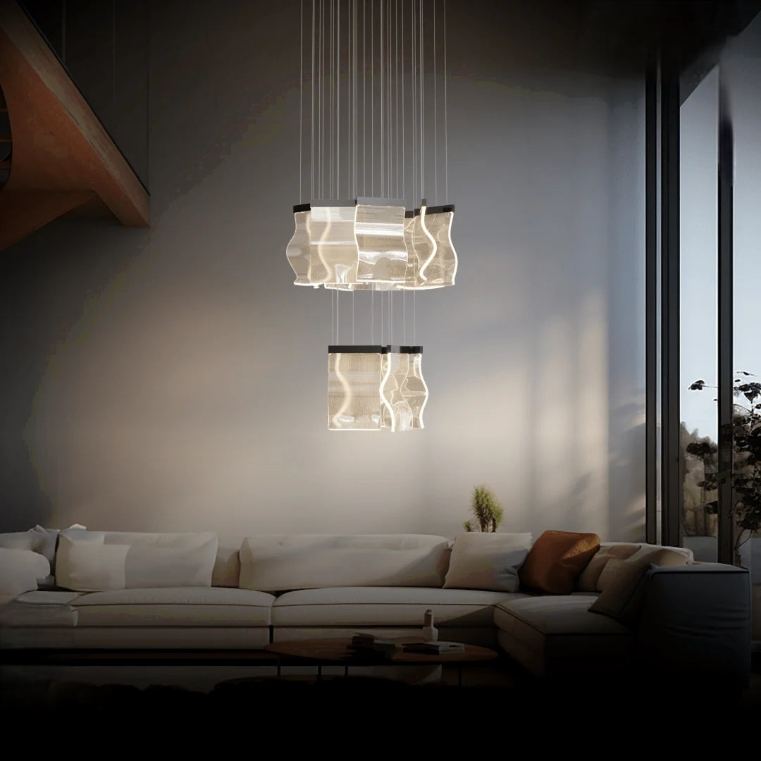 Sekegur Industrial Chandelier Wave /Metal Gold Bedroom/Living Room