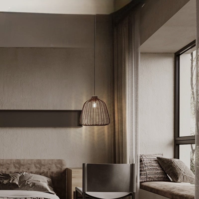 Dobilola Minimalist LED Pendant Light Rattan Living Room Bedroom Bar