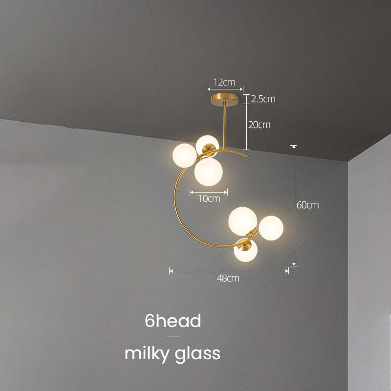 Liperir Modern Glass Globe Pendant Light, Metal & Glass, 3 Style