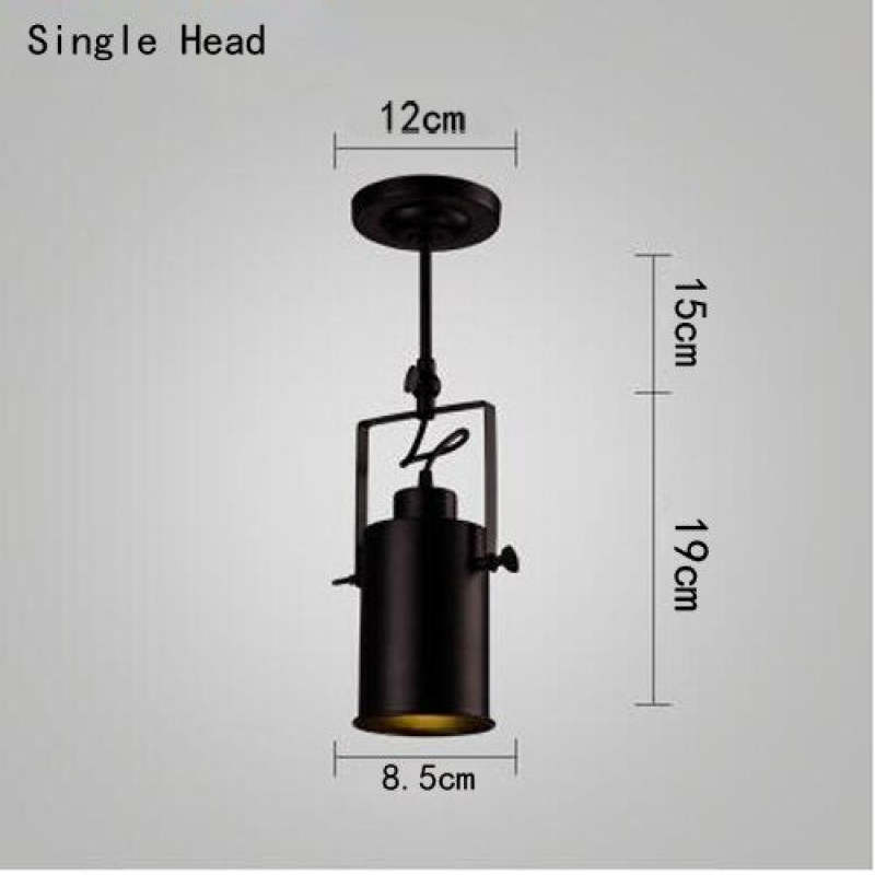 Tudelir Vintage Adjustable Semi-Flush Mount Ceiling Light, Black