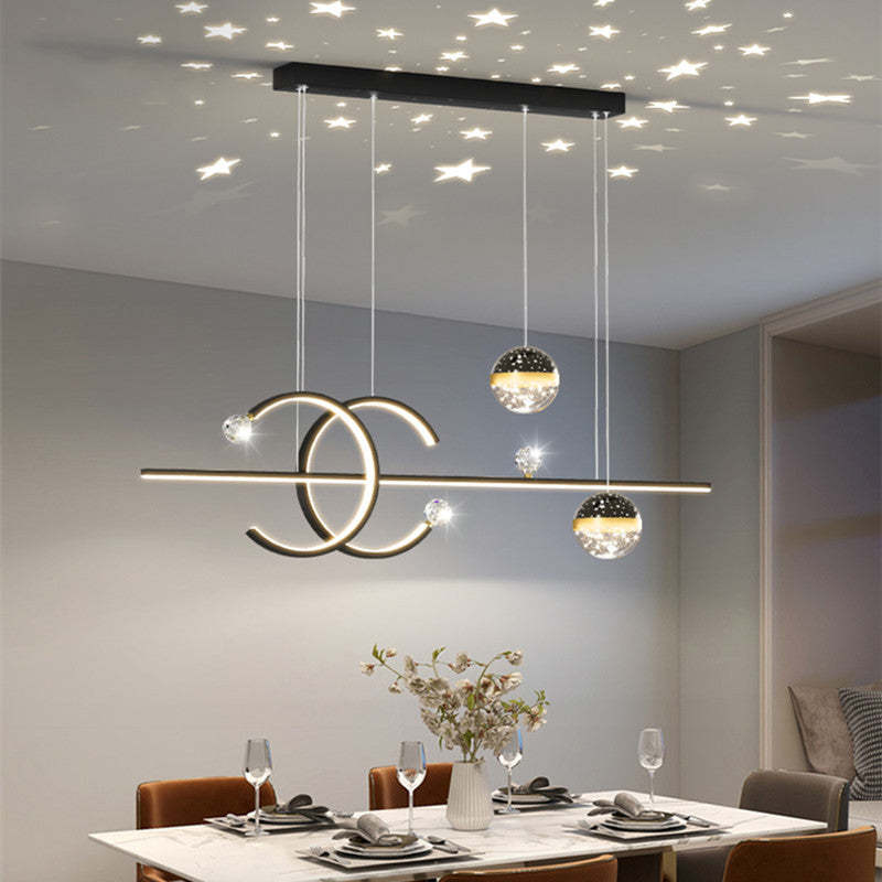 Dulikun Luxury Globe Metal/Glass Pendant Light, Black/Gold