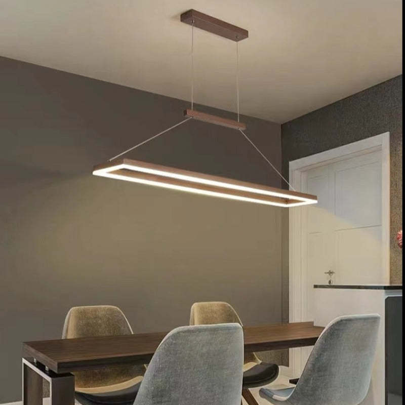 Nexil Modern Rectangular Hanging Pendant Light, Gold/Coffee-Neutral Decor