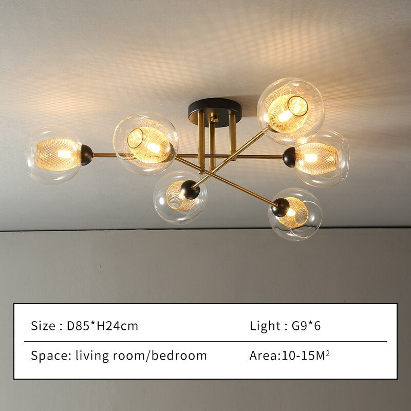 Zovokil Industrial Glass Globe Chandelier LED, 6 Style