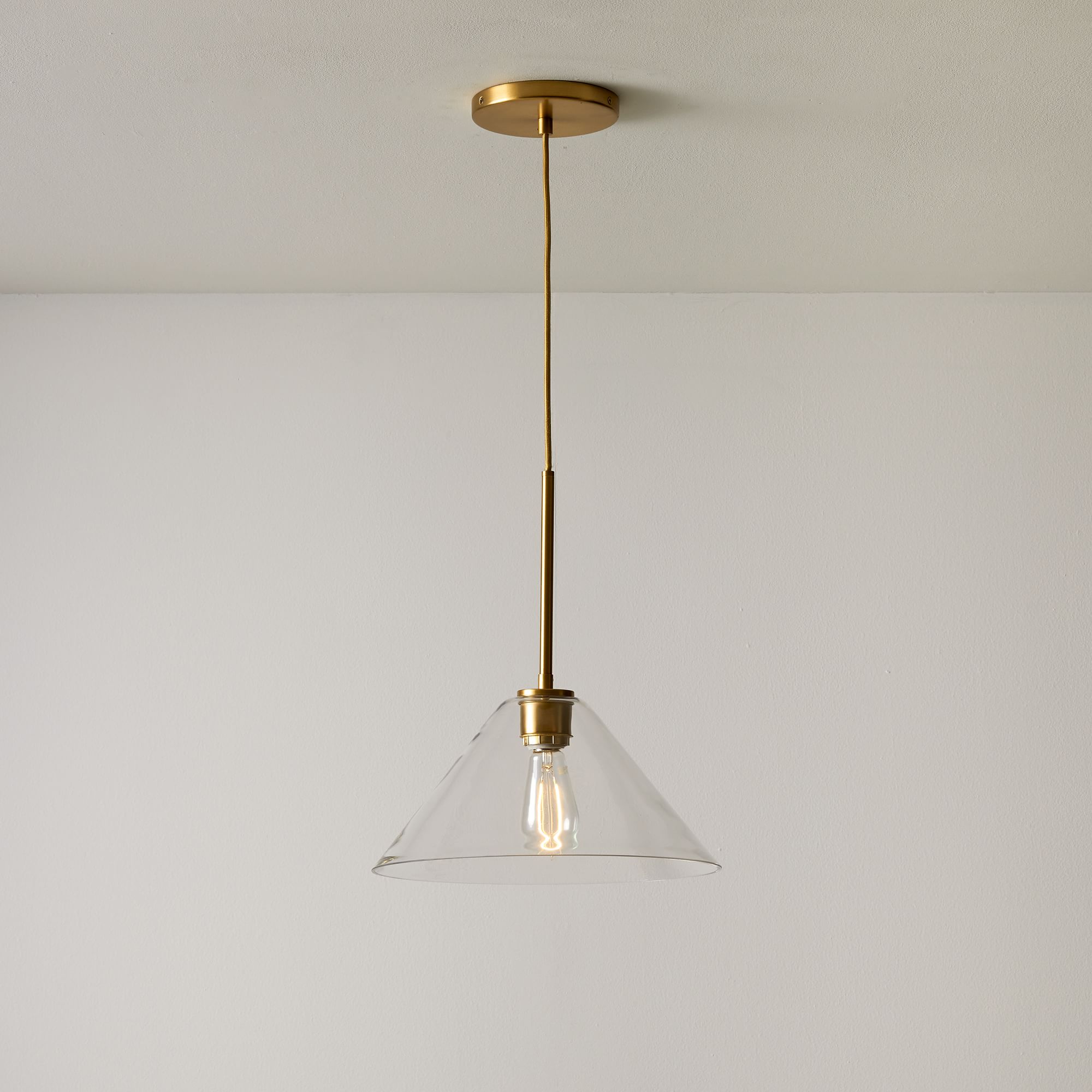 Cone Milk Clear Glass Cone Pendant Light for Kitchen