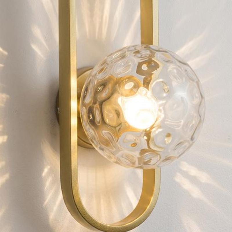 Fuvavel Modern Globe Bedside Wall Lamp Mount for Bedroom & Reading Room, Gold/Black