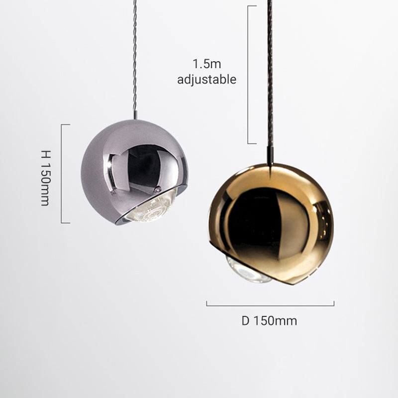 Zupesim Modern Lustrous Golden Metal Ball Pendant Light