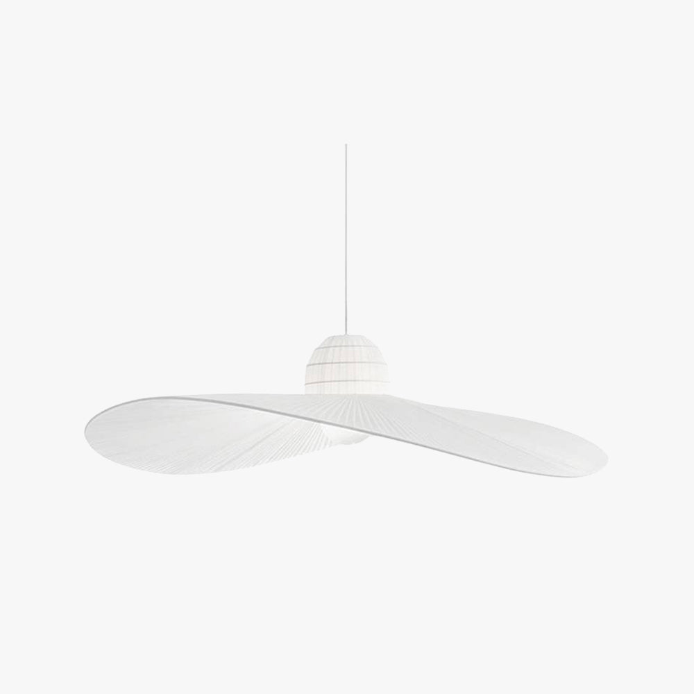 Jevupek Modern Woven Wide-Brimmed Hat Shape Metal/Fabric Pendant Light, Black/White