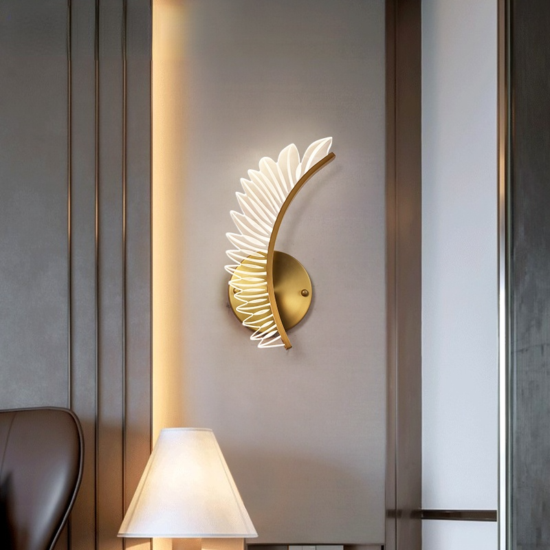 Werekun Modern Gold Feather Wall Lamp, 3 Style