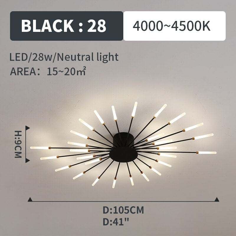 Kovon Flush-Mount Ceiling Light Fireworks, Black/Gold-Neutral Decor