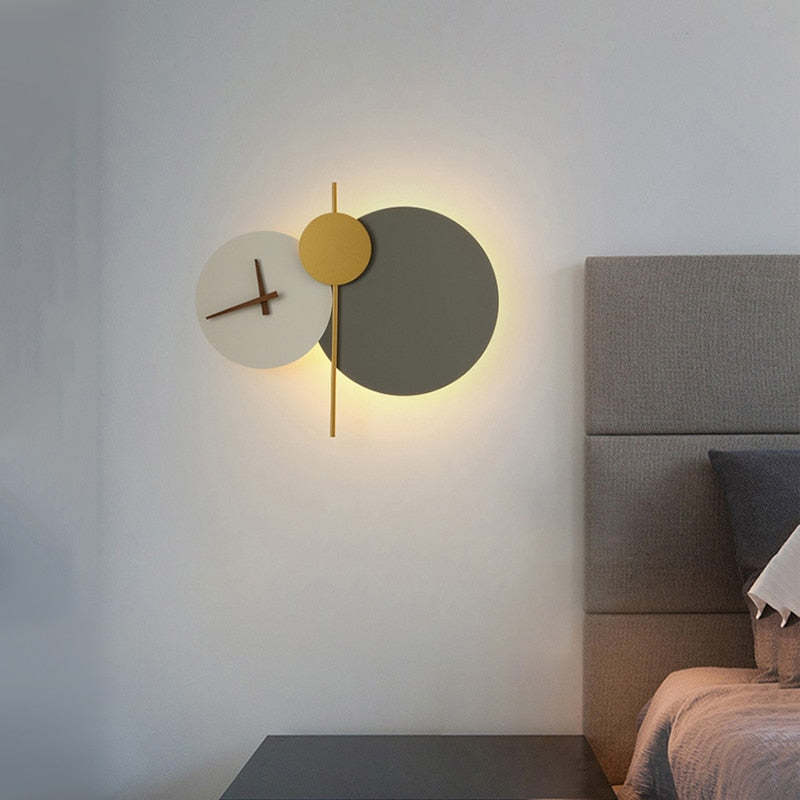 Labovak Modern Clock Metal Painted Wall Light LED Light Bedroom