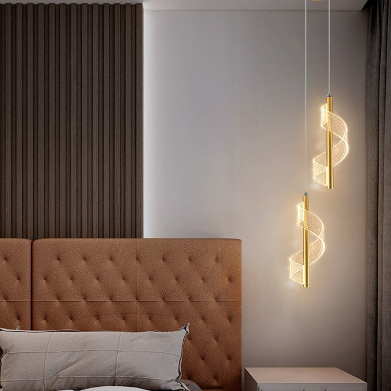 Alven Vintage Golden Ribbon Pendant Light, /-Neutral Decor