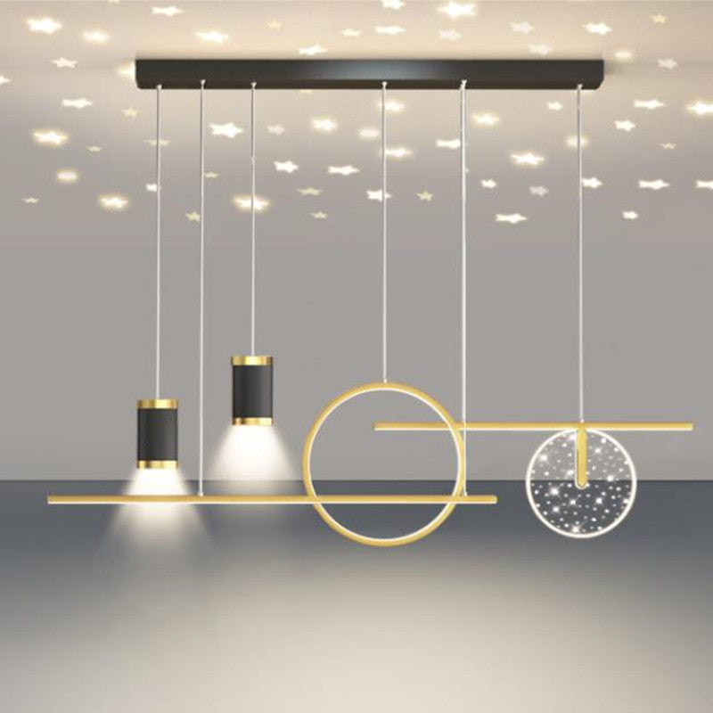 Zovunam Modern Metal Starry Pendant Light, Black/White/Gold