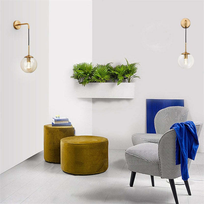 Bedumal Glass Ball Nordic LED Wall Reading Lamp Single Head