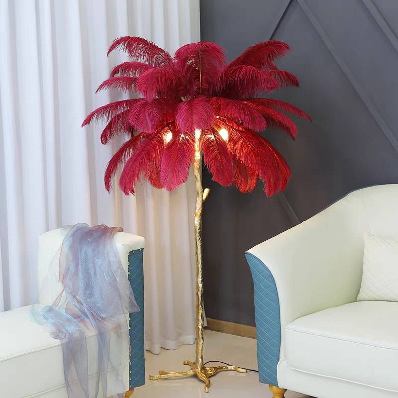 Salenor Nordic Luxury Unique Ostrich Feather Floor Lamp/Table Lamp-Neutral Decor