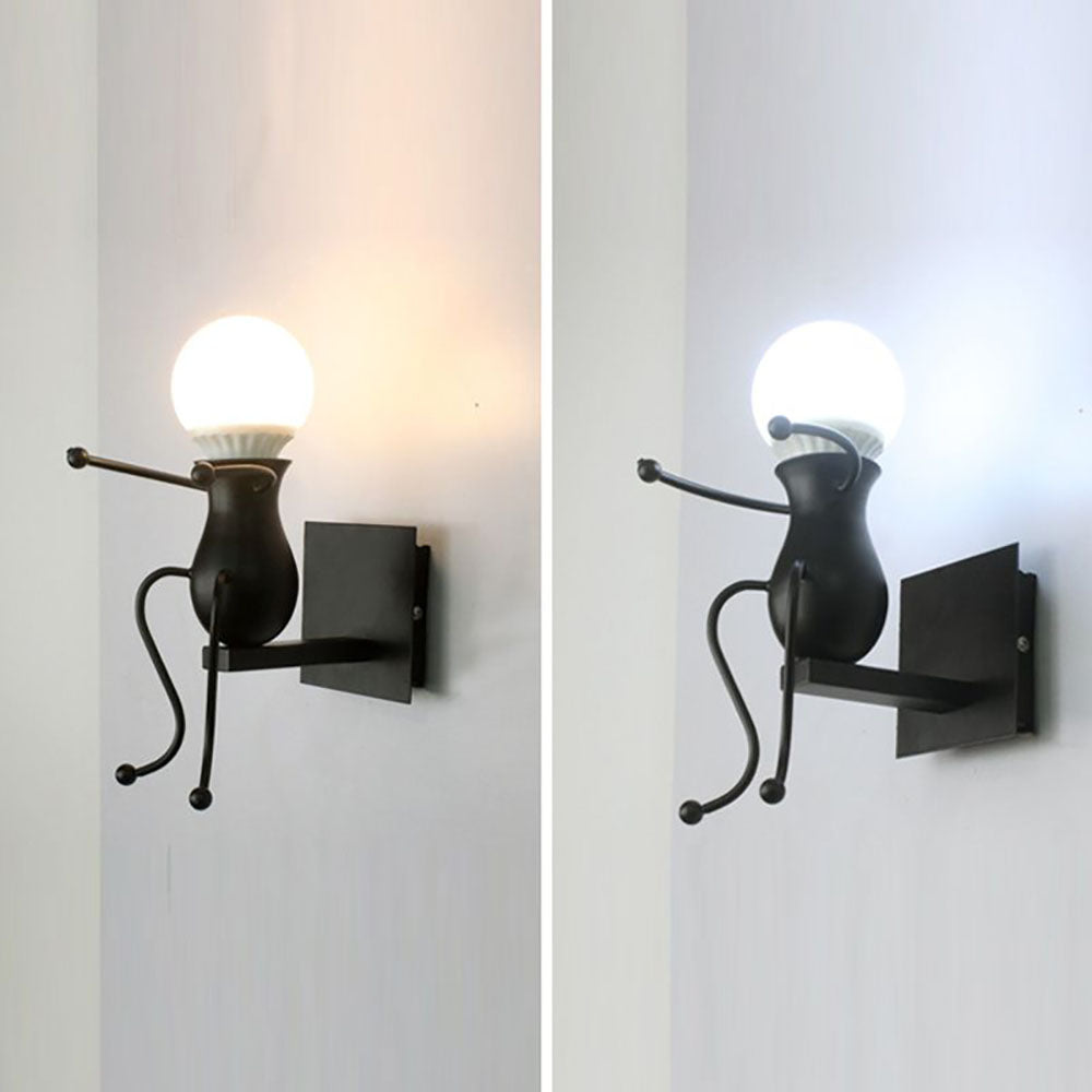 Relarat Modern Decorative Man Metal Wall Lamp, White/Black