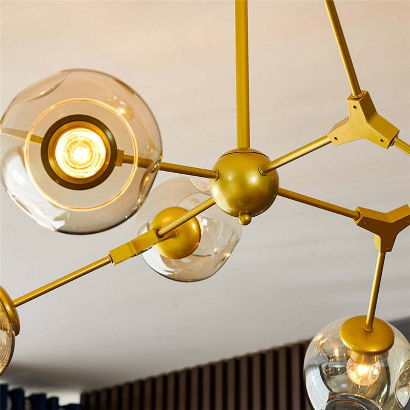 Pobibem Modern Bubble Metal Pendant Light, Black/Gold