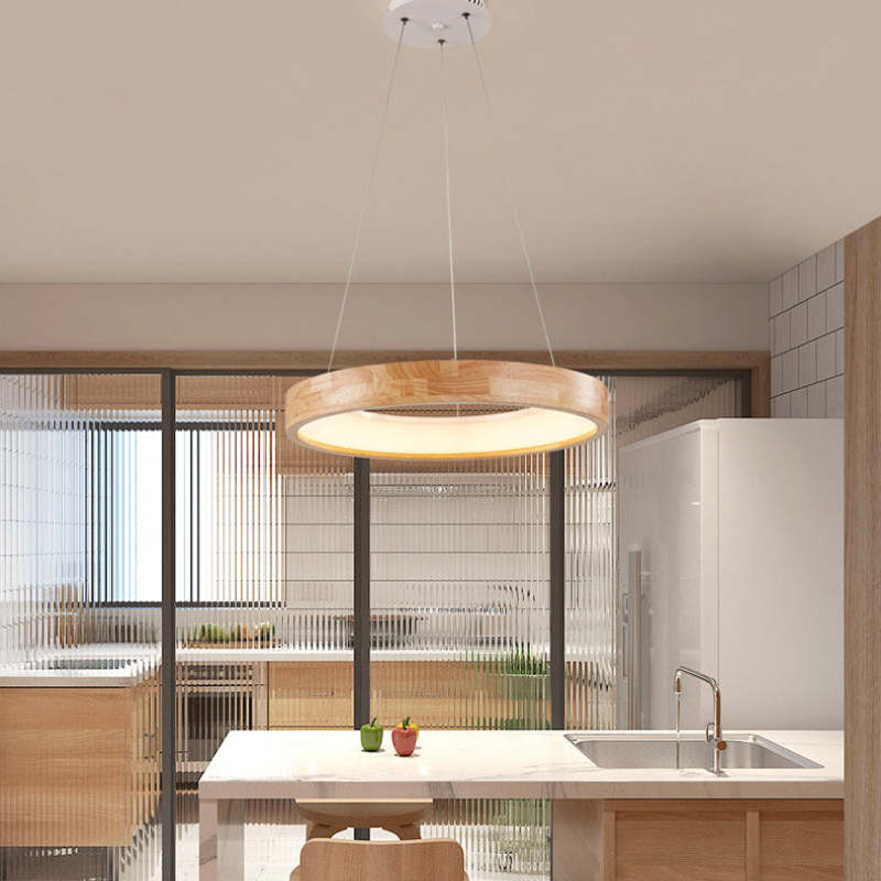 Bosegam Modern Ring Wood Pendant Light