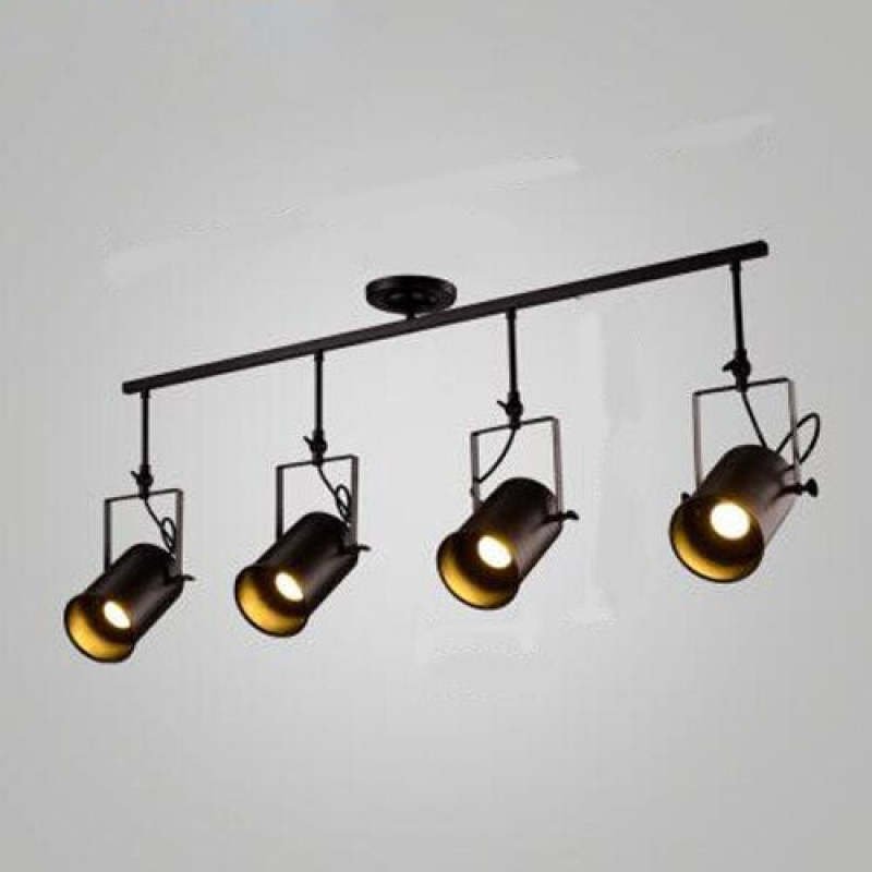 Tudelir Vintage Adjustable Semi-Flush Mount Ceiling Light, Black