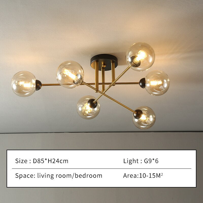 Zovokil Industrial Glass Globe Chandelier LED, 6 Style