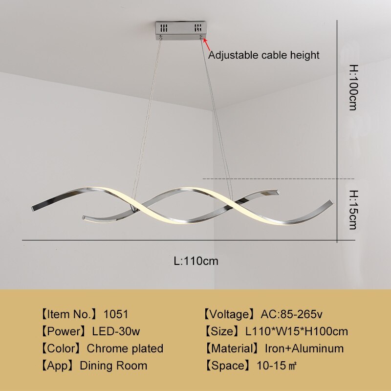 Mubibol Modern Wavy Metal/ Pendant Light, Chrome/Gold