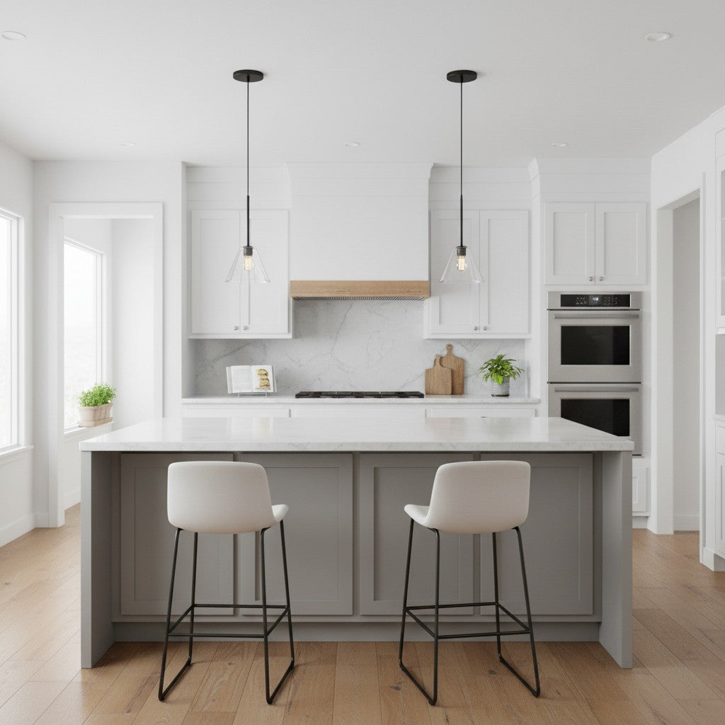 Cone Milk Clear Glass Cone Pendant Light for Kitchen
