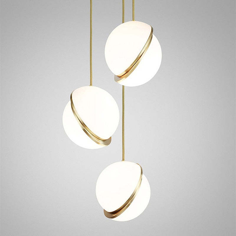 Duteder Simple Pendant Light, Gold & White