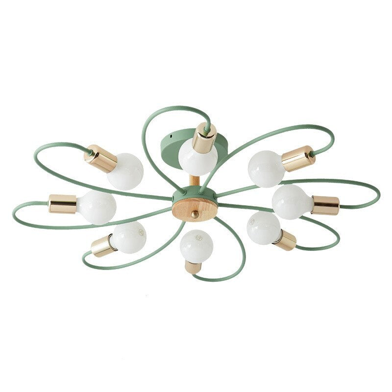 Vusumak Elegant Metal/Glass Flush Mount Ceiling Light, Grey/Green