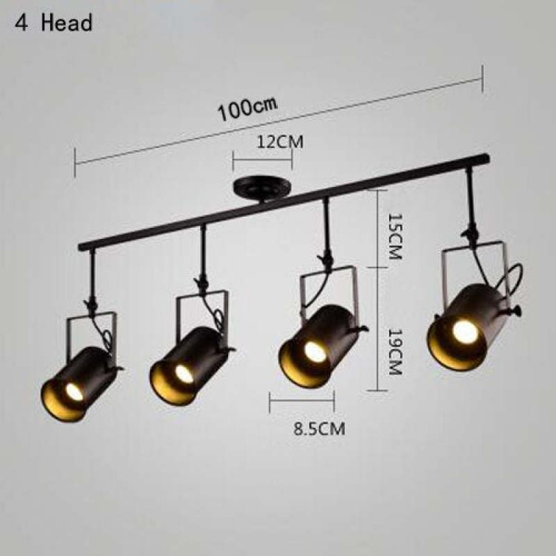 Tudelir Vintage Adjustable Semi-Flush Mount Ceiling Light, Black