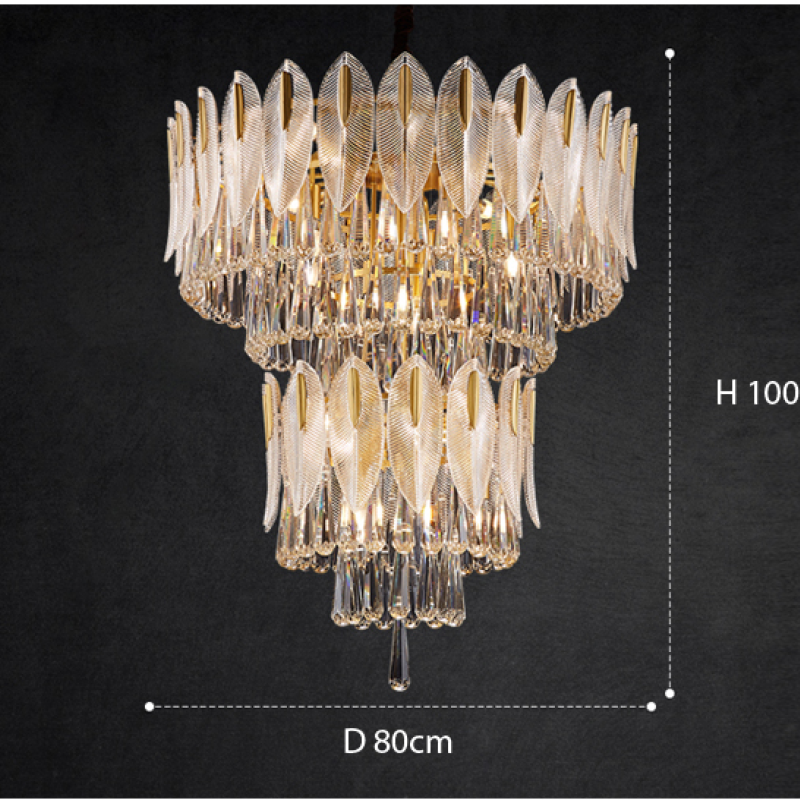 Jusaras Luxury Feather Crystal Chandelier, Living Room