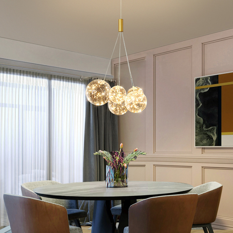 Karomen Glass Globe Bubble Pendant Light LED Stary
