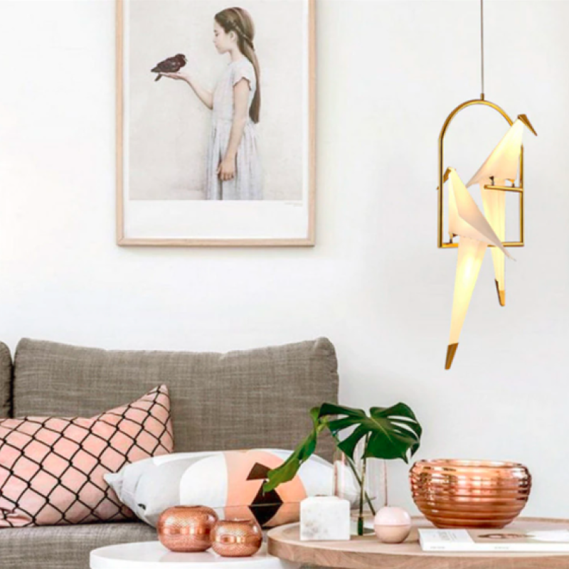 Mubagir Modern Nordic Post Modern Bird Pendant Light, White/Clear