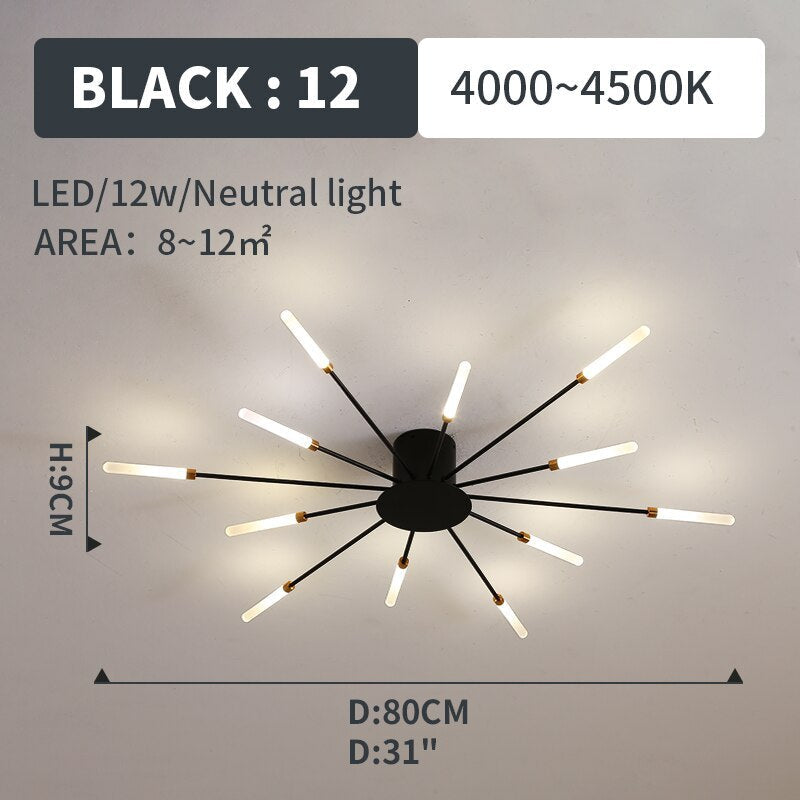 Kovon Flush-Mount Ceiling Light Fireworks, Black/Gold-Neutral Decor