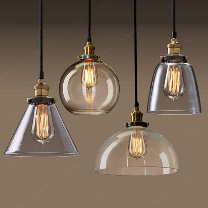 Teni Industrial Glass Pendant Light Clear/Amber/Smoke Grey-Neutral Decor
