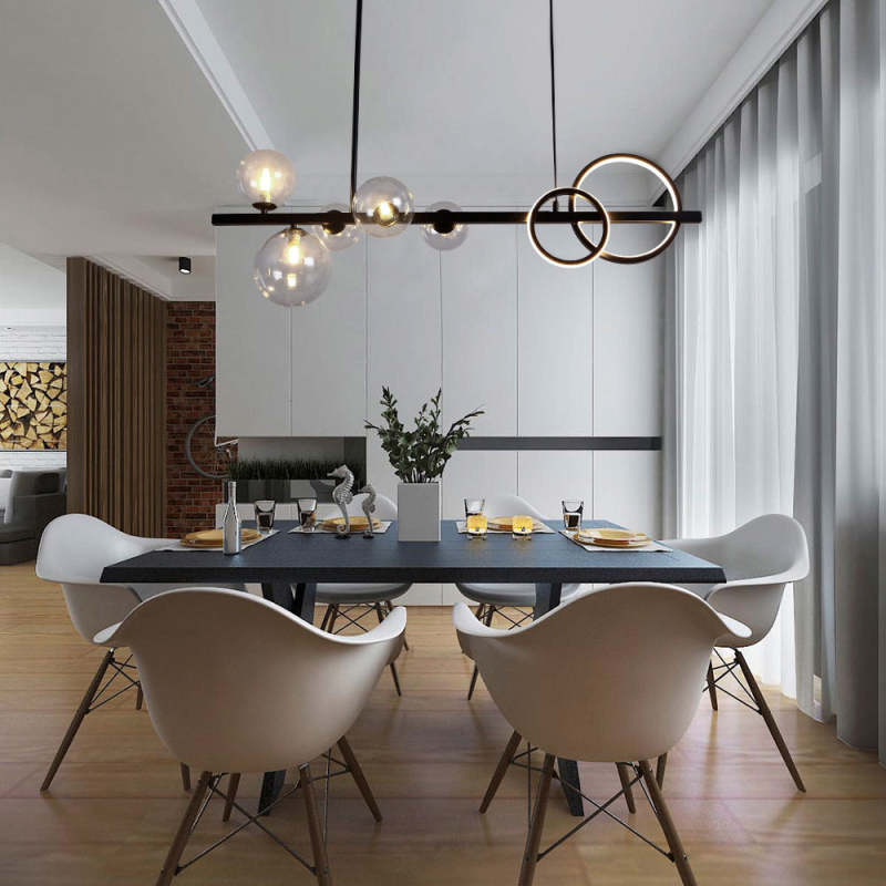 Nisupon Pendant Light Bubble Circle Modern Black/Gold, Bedroom