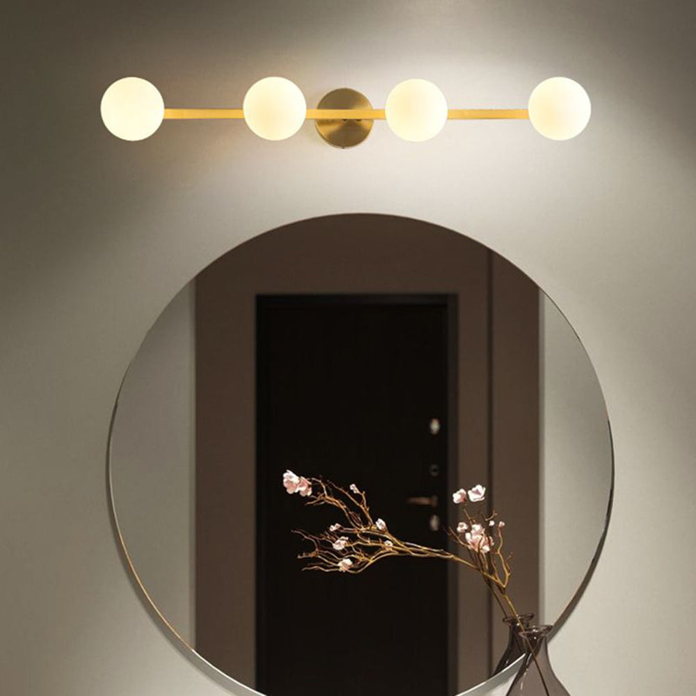 Lomisek Retro Globe Linear Metal/Glass Wall Lamp, Gold, Bathroom